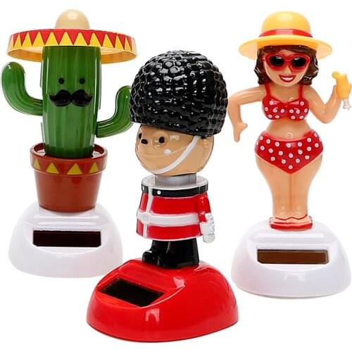 Cute Solar Powered Dancing Shaking Head Soldier Girl Unicorn Auto Dashboard Decoration Cactus Car Ornaments Car Accessories