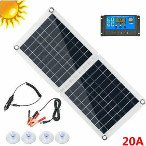 CPDD 60W Dual USB Folding Solar Panel Kit Mono Caravan Boat Camping Charging