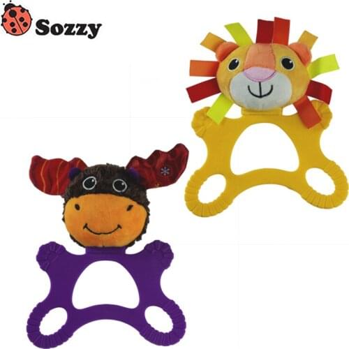 Sozzy Baby Hand Rattle Teether Infant Toy Cut Animal Figure Soft Stuffed