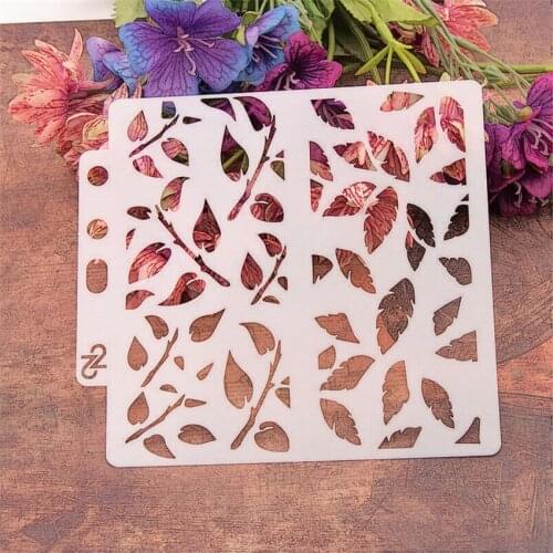 14.1*13 leaves fall scrapbook stencils spray plastic mold shield DIY cake hollow Embellishment printing lace ruler Easter