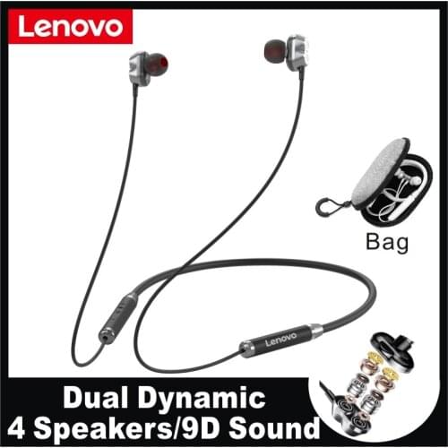 Stock Lenovo HE08 Dual Dynamic Neckband Wireless Headphones TWS 5.0 New Upgrade 4 Speakers HIFI Stereo