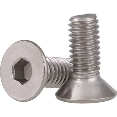 316 Stainless Steel Countersunk Hexagonal Screw Bolts KM M3M4M5M6 DIN7991 Flat Head Hexagonal Screw Bolts 20PCS