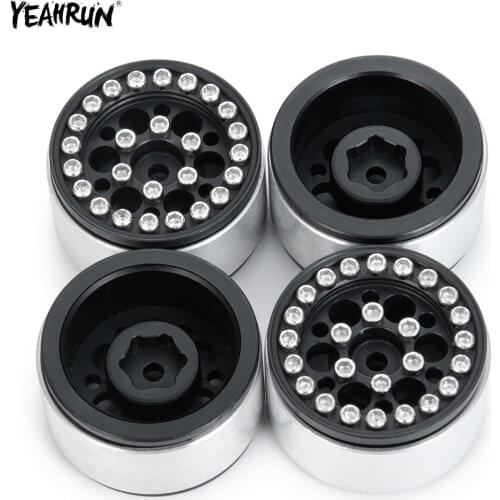 YEAHRUN 4Pcs RC Rock Crawler Metal Aluminum Beadlock Wheel Rims For 1/24 Axial SCX24 90081 AXI00001 AXI00002 Upgrade Parts