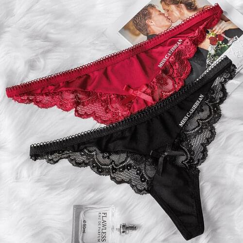 Women panties New female sexy lace letter printing low waist ice silk ladies underwear briefs thong girl lingerie G-string L XL