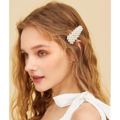 MOLANS Pearl Rhinestone Geometry Hair Clip Bunny Heart Hairclip Women Bb Clips Fashion Hair Accessories Wild Bangs Clip Barrette