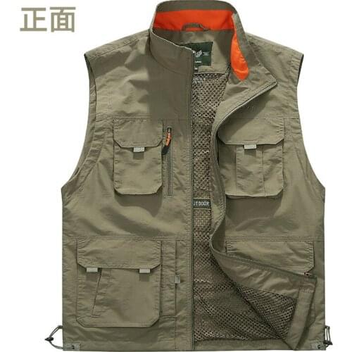Men Vest Multi-pockets Vest Male Outerwear Stand Collar Mens Warm Fleece Waistcoat Hiking Vests Size 6XL velvet shawl