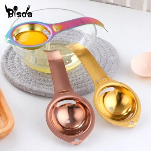 Stainless Steel Egg Yolk Separator Kitchen Utensils Egg White Divider Handle Extractor Filter Strainer Tool Rainbow Cook Gadget