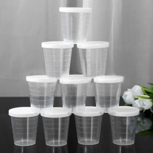 10Pcs 100ml Clear Plastic Graduated Medicine Measuring Cup for Baking Beaker Liquid Measure JugCup Container