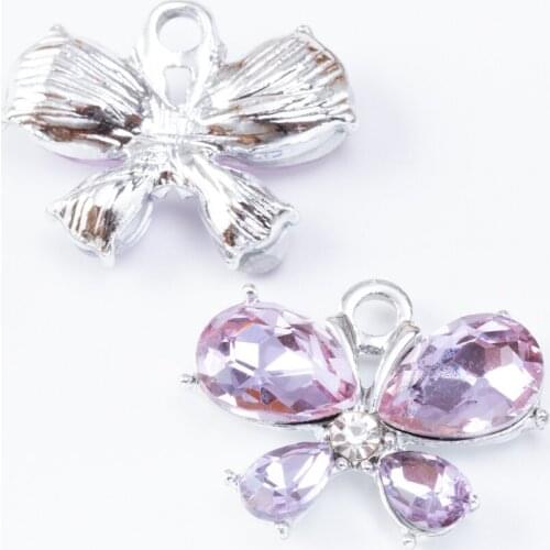 YEPENGFEI 10 PCS butterfly crystal Charms Alloy jewelry Pendants for Jewelry Making DIY Handmade Craft Accessories js2125