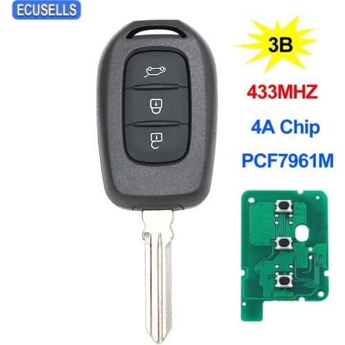 3 Button Remote Car Key 433MHz 4A PCF7961M Chip for Renault Duster Twingo 3 Dokker Trafic Clio 4 Sandereo Master 3 Logan HU137