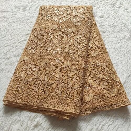 African Cord Lace Fabric High Quality Water Soluble Nigerian Guipure Cord Lace With Lots Of Sequins For Wedding JL046