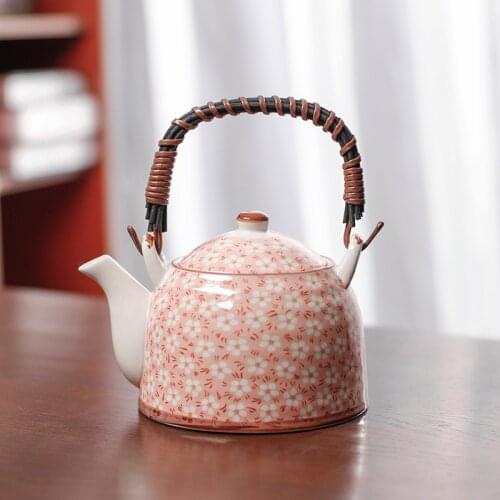 Japanese Style Loop Handle Teapot Single Pot Ceramic Large Capacity Tea Set Teapot with Filter 900ml Restaurant Kettle Household