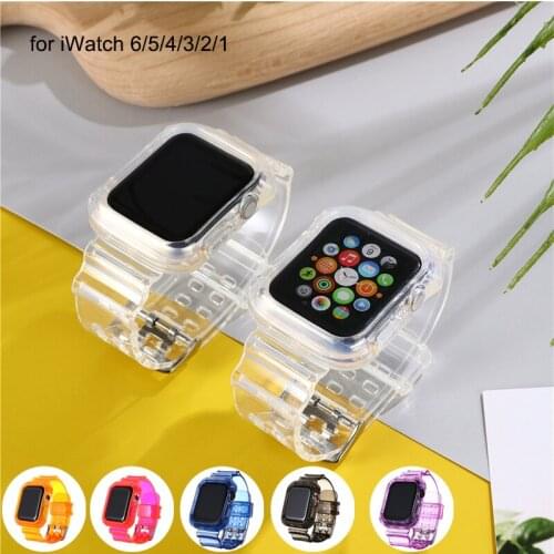 Case + Strap for iwatch 6 Watch Band 40/42MM Accessories Transparent Silicone Wristband Apple Watch Series 5 4 3 2 1 Se Bracelet