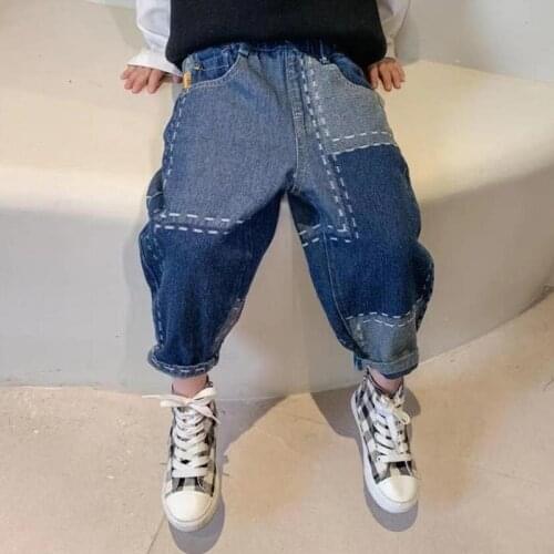 2-11Years Boys' Jeans Pure Cotton Spring Medium and Big Childrens Handsome Pants Korean Style Casual Pants For Kids Trousers