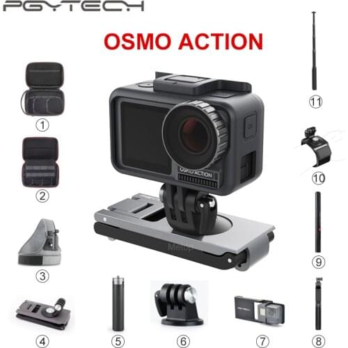 PGYTECH DJI Osmo Action Tripod Selfie Stick Strap Holder Case Bag for Gopro Hero 7 6 Insta360 One X Eken Sport Camera Accessory