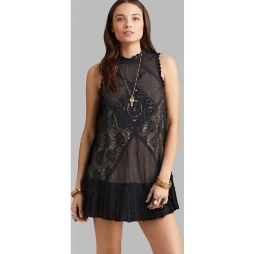 Jastie 2021 Summer Angel Lace Dress Sleeveless Party Mini Dresses Boho Raw Edge Pleated Dress Women Clothing 2021 Vestidos