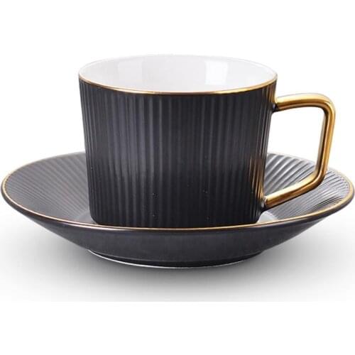 Ceramic mug coffee cup/mug /water cup and saucer, striped design, simple style office ceramic water cup