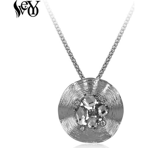 VEYO Classic Statement Necklace Crystal Long Chain Pendants Necklaces For Women Zinc Alloy