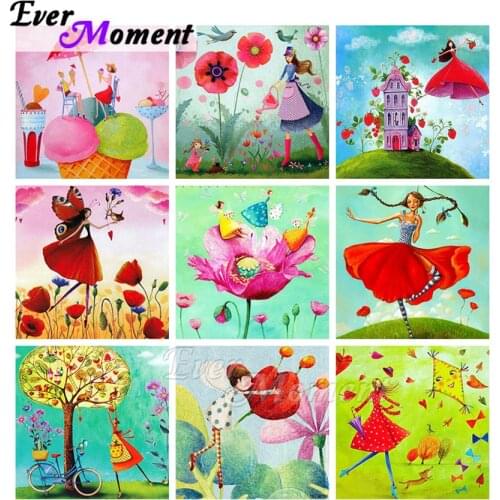 Ever Moment Diamond Painting Cartoon Europe Style Girl Paint By Diamond Embroidery Diamond Display Wall Art Decoration ASF2248