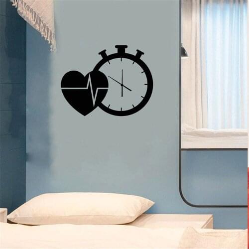 Creative Heart Wall Sticker Cardio Clock Health Medicine Wall Decal Interior Home Decor For Medical Room Vinyl DW11370