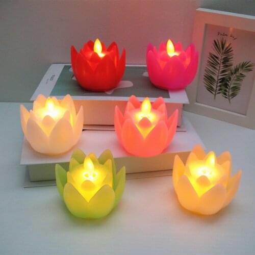Lotus lamp for the Buddha lamp at home, simulation of electronic candle swing flame lamp home decoration