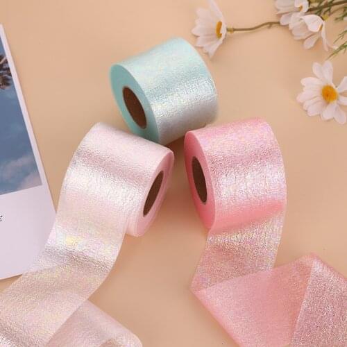 Laser Oil Bright Snow Seersucker Ribbons 6cm 25Yards Lace Gauze Handmade Tape Wedding Decoration DIY Flower Bowknot Accessories