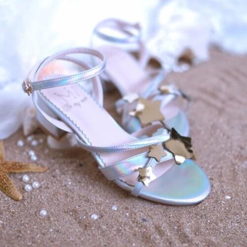 Lolita summer low-heeled sandals Japanese sweet cute star sandals female cross straps kawaii girl cosplay shoes comfortable cos