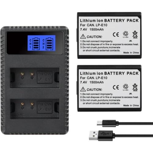 LP-E10 LPE10 LP E10 Battery Charger for Canon EOS Rebel T3 T5 T6 T7 Kiss X50 X70 EOS 1100D 1200D 1300D Camera 1500mAh Batteries
