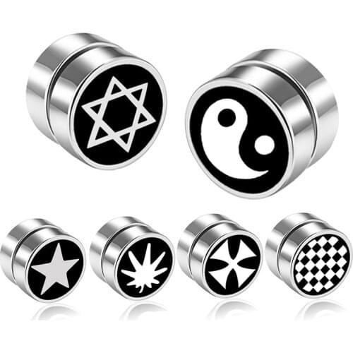 1 piece 8mm Men Women Strong Magnet Magnetic Health Care Ear Clip Earrings Non Piercing Fake Earrings Street Pop Punk Jewelry