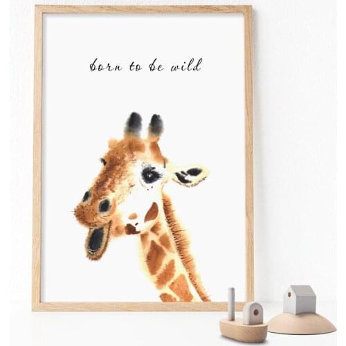 Cute Giraffe Wild Animals Nursery Wall Art Pictures Canvas Paintings Poster and Prints for Baby Bedroom Home Decorations