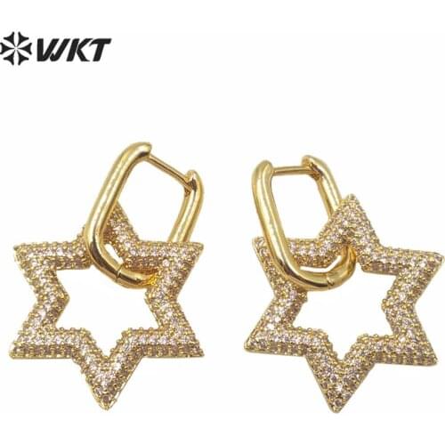 ME074 Fashion Lady Earring Star Rectangle Heart-shape Drop Earrings Cubic Zirconia Micro Pave Jewelry Earrings