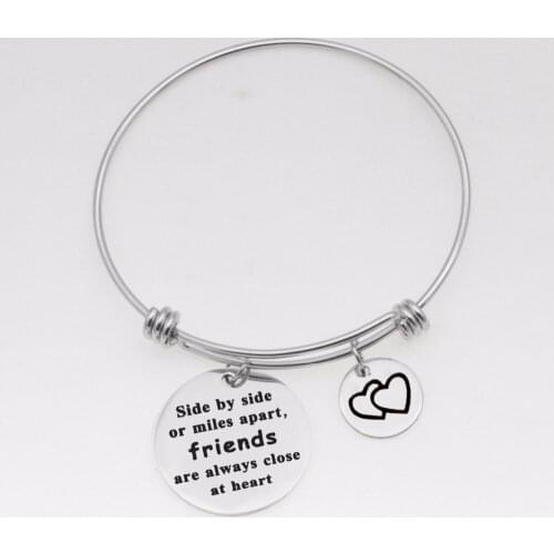 Fashion heart in heart bracelet stainless steel Jewelry high quality Side by side or mile apart, friends adjustable Bangle B192