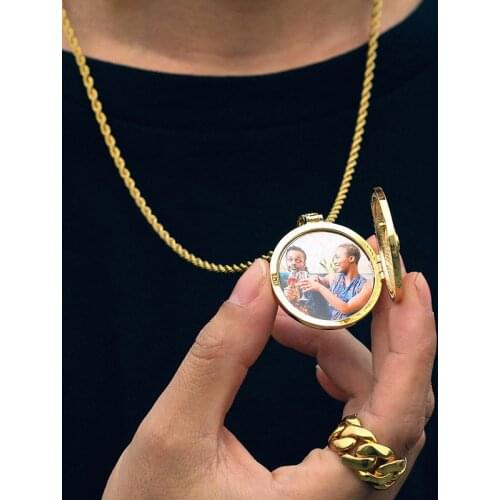 Evil Eye Memory Medallions Customized Photo Pendant Necklace For Men Hip Hop Jewelry & Engraved Pendant Name Memory Gift