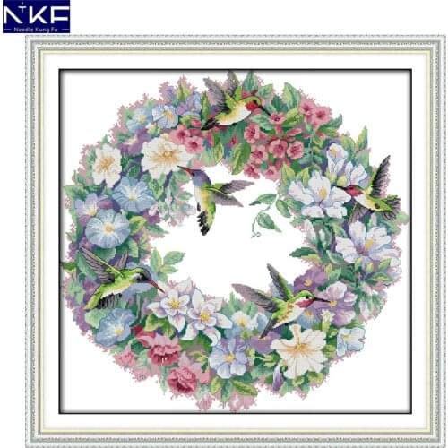 NKF The Art of Hummingbirds Pattern Handmade Craft Needlework Cross Stitch Embroidery Kit Cross Stitch for Home Decor