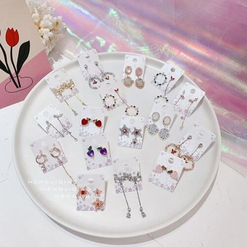 New Korean Micro Pave Zircon Butterfly Circle Asymmetry Drop Earrings For Women Flower Pearl Tassel Earring Dliecate Ear Jewelry