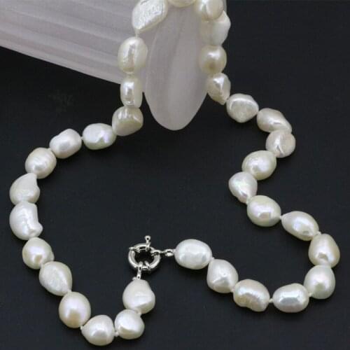 Natural Pearl Necklace of new fashion 2020 charming Real 11-12mm Natural South Baroque White Akoya Pearl Necklace 18" BV243