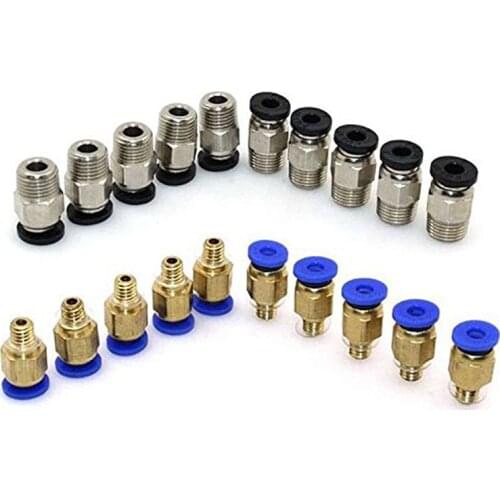 PC4-M10 Straight Pneumatic Fitting Push to Connect + PC4-M6 Quick in Fitting for 3D Printer Bowden Extruder (Pack of 20pcs)