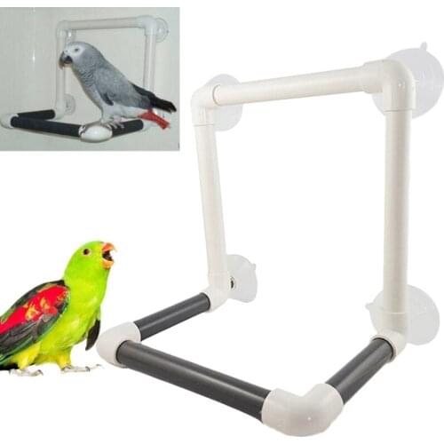 Portable Bird Parrot Shower Perches Toy Birds Bathtub Stand Window Shower Playgound Bathing Wall Standing Rack with Suction Cups