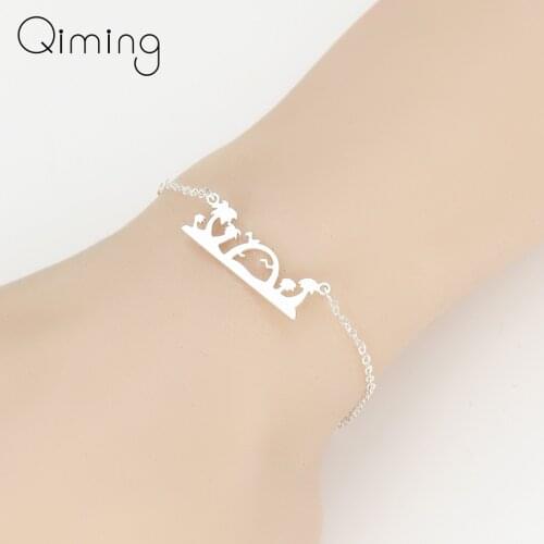QIMING Stainless Steel Coconut Chain Link Bracelet Gold Silver Cute Adjustable Bangles Bracelets Party Gift