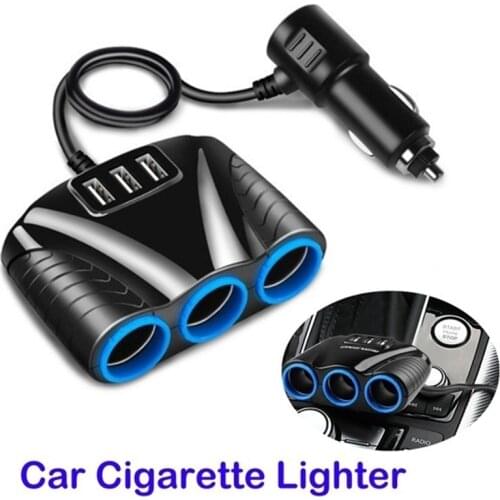 3USB Port 3-Socket Cigarette Lighter Adapter 120W 12V/24V Power DC Outlet Splitter Car Charger Adapter For Mobile Phone