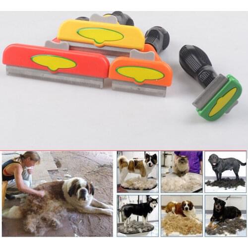 Pet Grooming Brush Shedding Tool Comb Edge Trimming Dog Cat Fur Removal Rake