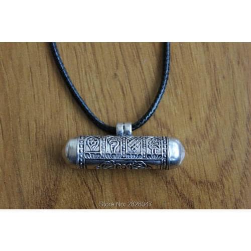 SL027 Tibetan 925 sterling silver Prayer box Pendants Tibet Eight Auspicious Cylinder GAU Box Amulet Handmade Nepal Jewelry