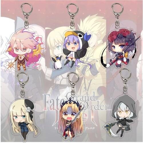 Game Fate Grand Order Souvenir Key Chain Fun Q Version Archer Passionlip Shielder Acrylic Figures Charm Keychain Cosplay Keyring