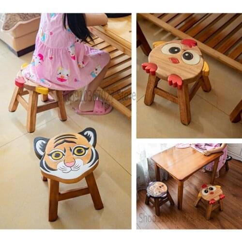 Thailand creative solid wood childrens stool cute cartoon animal small bench living room shoe changing stool wood low stool