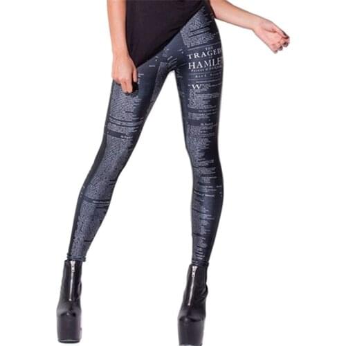 DOUBCHOW Womens High Waist Galaxy Digital 3D Printed Shiny Leggings 2017 Pants Letters Gold Gears Leggins Pants Plus Size 3XL