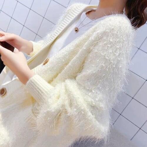 Women 2020 Spring Autumn Mohair Knitted Cardigan Sweater Tassels Coat Female Casual Loose Fashion Single Breasted Outwear G148