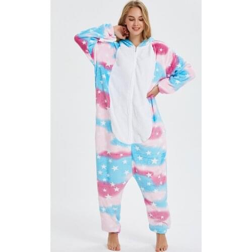 Winter Flannel Pajamas Women Adults Unicorn Pajamas Sets Kids Animal Pyjamas Woman Men Totoro Panda Pijama Stitch Cosplay Onesie