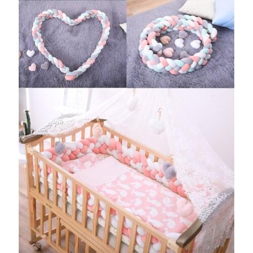 3M Baby Bed Bumper 4 Braids Handmade Weaving Long Knotted Braid for baby Crib Protection Baby Room Decoration For Kids Bedding