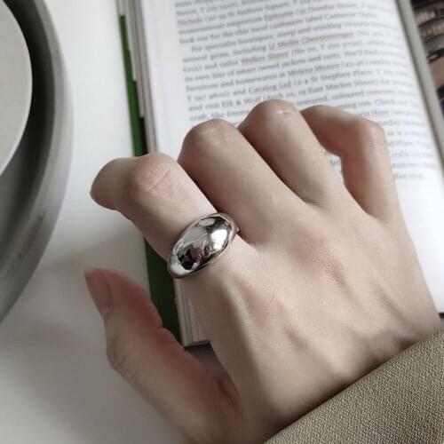 S925 Glossy Minimalist Irregular Convex Surface Shinny Punk Band Daily Wear Jewelry Girls Party Rings 925 Sterling Silver Ring
