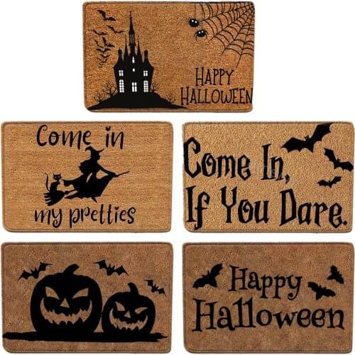Halloween Doormat Creative Witch Pumpkin Bat Pattern Non-Slip Floor Mat Indoor Outdoor Carpet Halloween Home Decoration Supplies